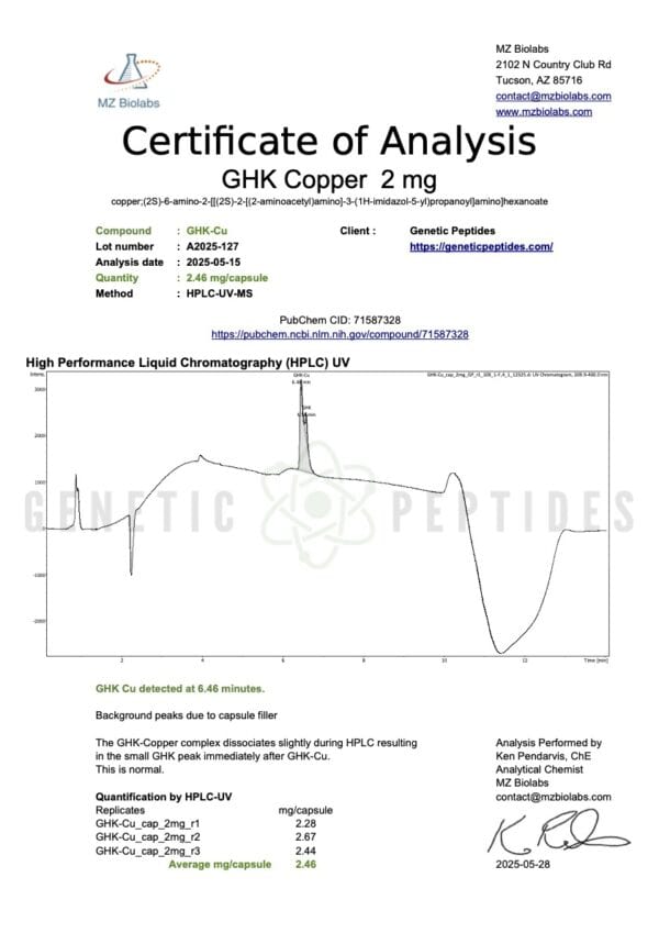 GHK-CU (Copper Peptide) 2MG 60 Enteric Coated Capsules - Image 2