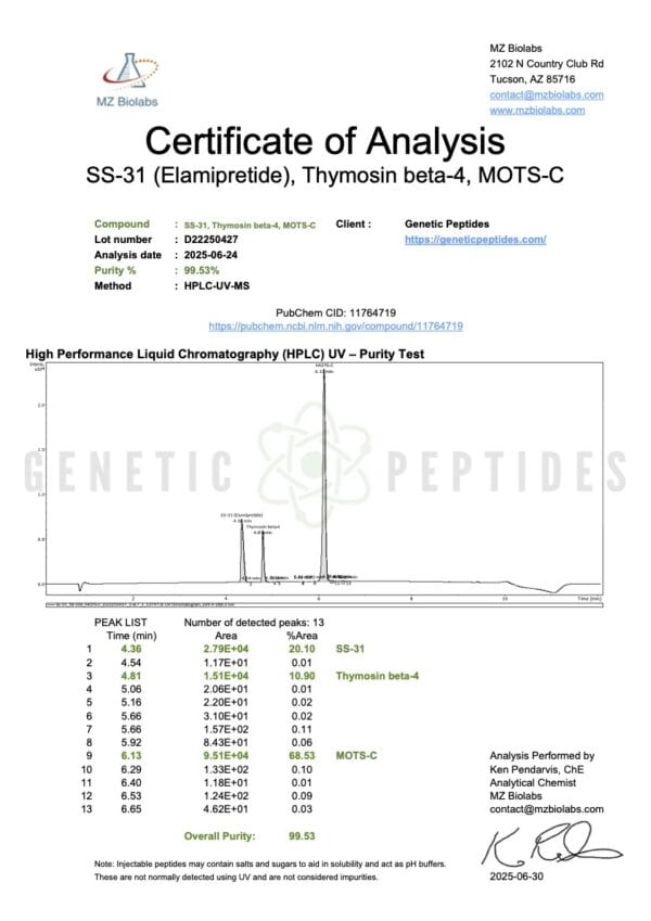 Mitochondrial+ (SS-31 +TB-500 +MOTS-C) - 9/16/30mg Blend Vial - Image 2