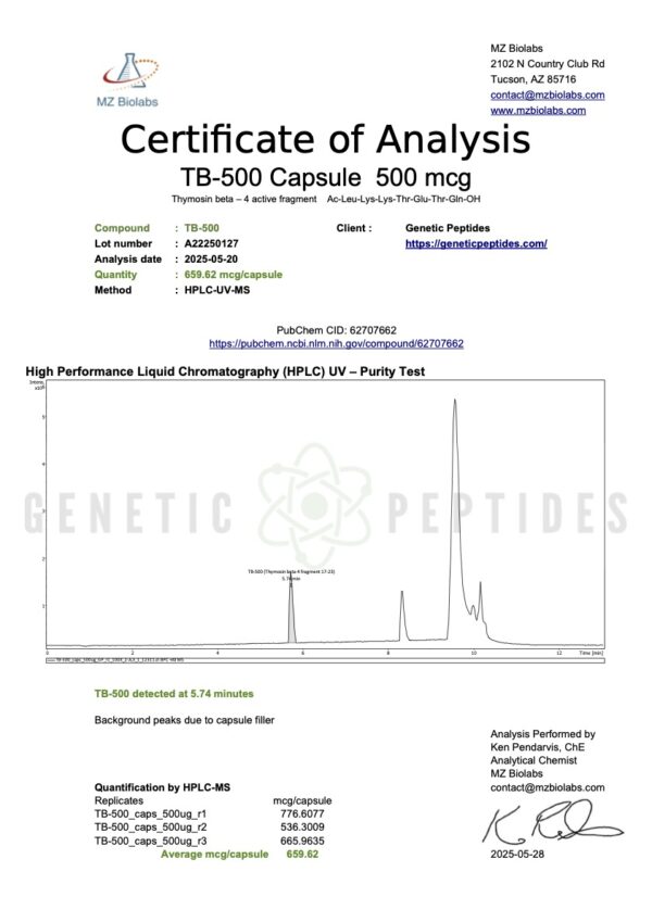 TB-500 (THYMOSIN BETA-4) 60 Enteric Coated Capsules - Image 2